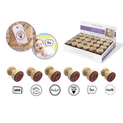Wooden Rubber Stamps: Ergonomic Handle 1.1 Stamp 4eax6styles A) Sentiments