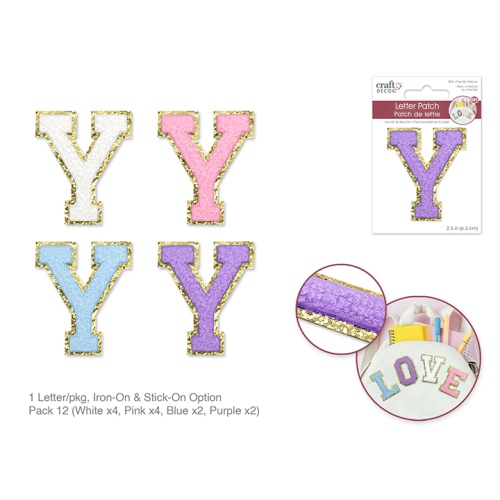2.5 Iron-On Letter/Sticker Patch 3D Chenille Y