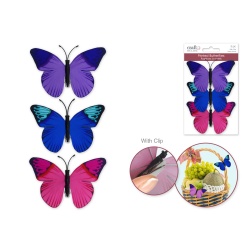 3.5+2.4" Printed Butterflies 3pc W/gator Clip B) Bold"