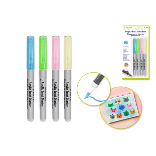 A) Pastels 2g Straight Liquid Acrylic Paint Brush Markers 4pk A) Pastels