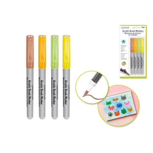 B) Neutrals 2g Straight Liquid Acrylic Paint Brush Markers 4pk B) Neutrals