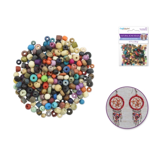Bone Beads: B) Multi-Mix 4mm-6mm 100% Bone 20grm
