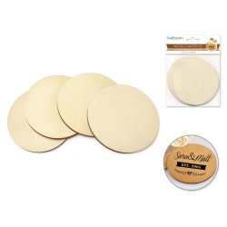 Craftwood: Plywood Coasters 4pk 9.5cm DIY 5mm A) Round