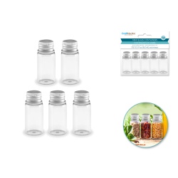 Glass Bottles: 18x40mm 6.2ml Mini Containers w/Matte Aluminum Cap x5