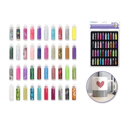 Mini Glitter & Sequin Vials 40pc Asst Craft Medley