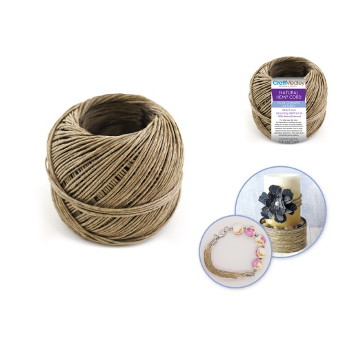 Natural hemp cord 20lb(1mm) 50g bulk ball 200 feet