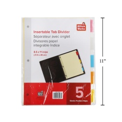 Insertable tab dividers 8.5x11 5 pc
