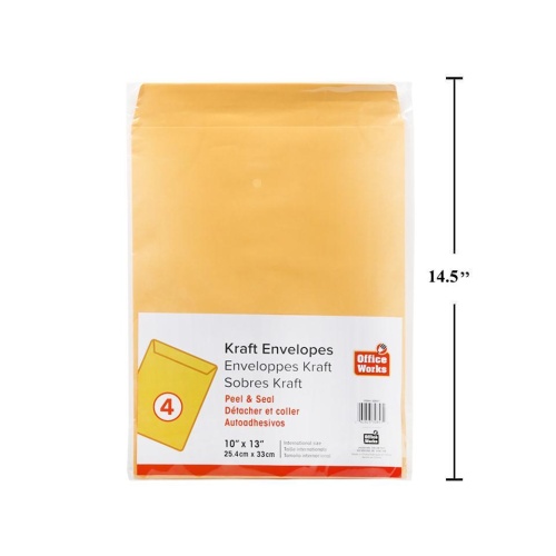 Kraft Envelopes 4-pc 10x13 Office Works