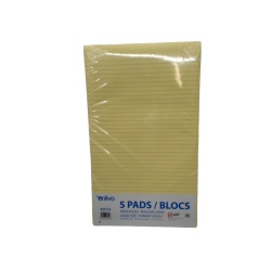 Paper Pad 8.5 x 14" 90 Sheets 5pk. Wide Ruled Canary (Or $1.29ea)"