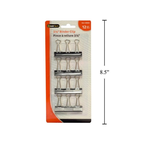 BINDER CLIP 12PC. 3/4  BLACK COL., B/C DESK TECH