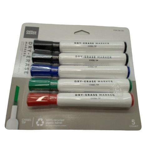 Dry Erase Markers 5pk. Ass't Colours Office Depot