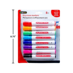 Markers Dry erase 8 pc Assorted colours chisel tip