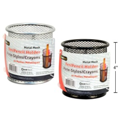 PEN/PENCIL METAL HOLDER,3.3x3.75, 2/C, DESK TECH"