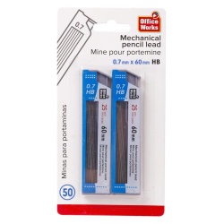 Pencil Lead 0.7x60mm HB 2 packs@25pc. Office works