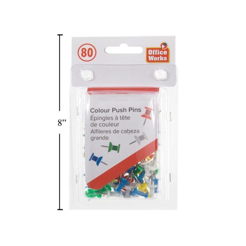 Push Pins Assorted 80 in a box