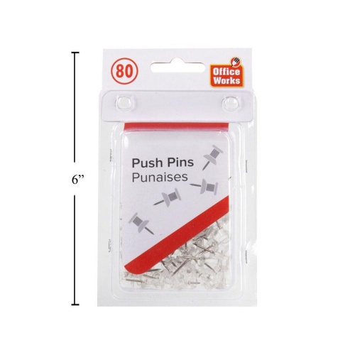 Push Pins clear 80 in a box