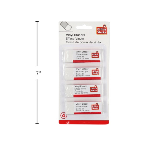 White Vinyl Eraser 4 pack office works