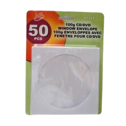 Cd/dvd Envelope Sleeves 50/pk White