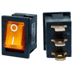 ON-OFF Rocker switch S.P.S.T. 15A maximum / 12 VDC. S.P.S.T.