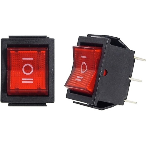 Red Rocker Switch ON-OFF-ON 16A  / 250V AC D.P.D.T. 6 pins