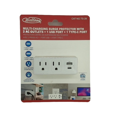 3 outlet adapter with 2 USB