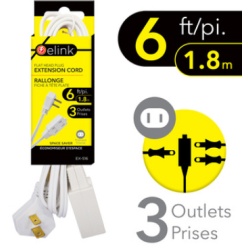 Extension cord flat head 6 feet