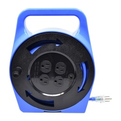 Extension Cord Indoor In Plastic Reel SJT 16 / 3 4-Tap GFI Blue 25ft