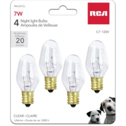 Night light replacement bulbs 7 watts 4 pack clear