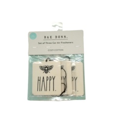Car Air Fresheners 3pk. Cozy Cotton Happy Rae Dunn
