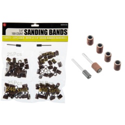 Sanding Bands 1/4 100pcs. (4x25) W/2 Rubber Mandrels"