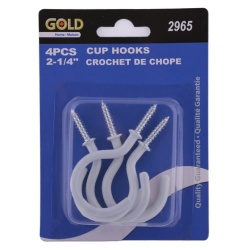 Cup hooks 2.25 inch 4 pack white