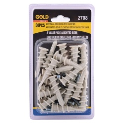 Drywall anchors with screws 50 pc Assorted sizes