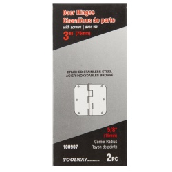Hinge - door 3 brushed stainless set/2 w/screws"