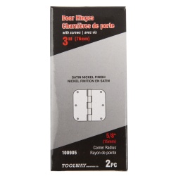 Hinge - door 3 nickel finish set of 2 w/screws"