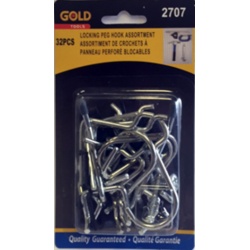 Peg hook assortment 32 pc locking
