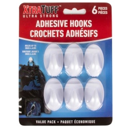 Plastic Hooks Round 6 Pack Ultra strong Holds up to 2kgs