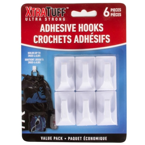 Plastic Hooks Square 6 Pack Ultra strong Holds up to 2kgs