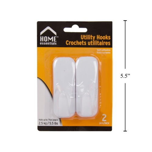 Self-adhesive Utility Hook 2pk Home Essentials