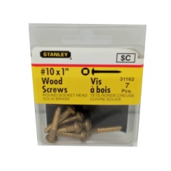 Wood Screws #10 x 1 7pk. Round Socket Head Solid Brass Stanley"
