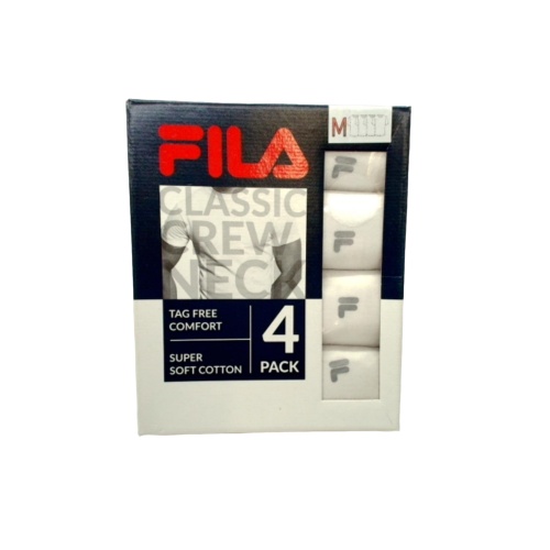Men's White T-Shirt 4pk. Medium Fila Classic Crew Neck Tag Free