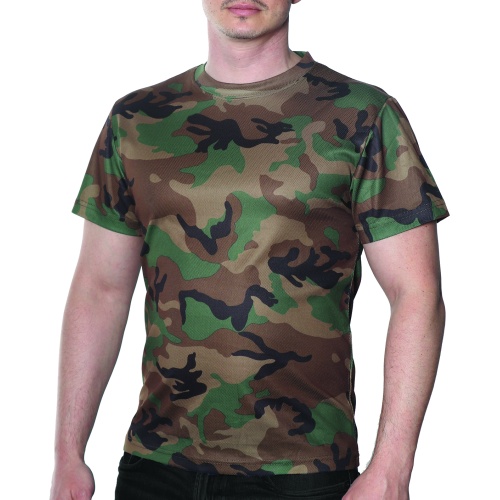 Military T-shirts Xlarge Woodland Kwik Dry Short Sleeve