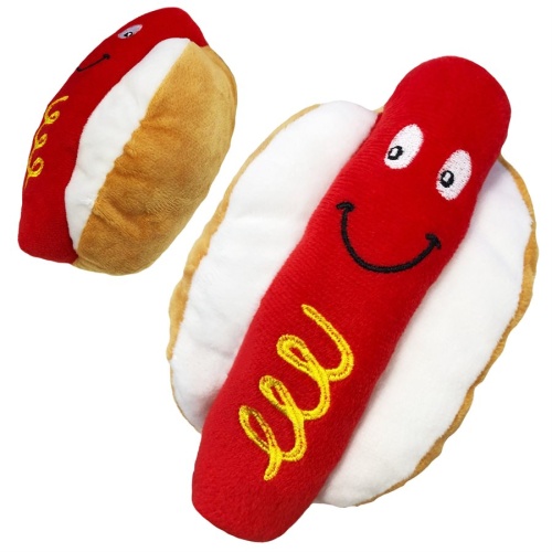 Pet Toy Hotdog Plush w/ Squeaker 6.7 Animoos
