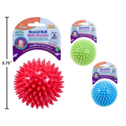Round Dental Ball, 3.3 inch Dia., 4 colours - Paws