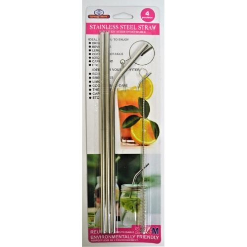 4pc Stainless Steel Straws Plus Brush