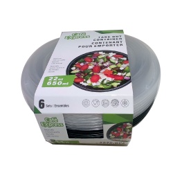Container and clear lid combo round 22 oz 6 pack