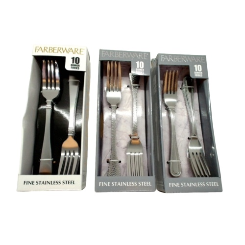Dinner Forks 10pk. Fine Stainless Steel Assorted Farberware