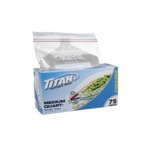 FREEZER BAGS MED 75/PK TITAN DOUBLE SEAL