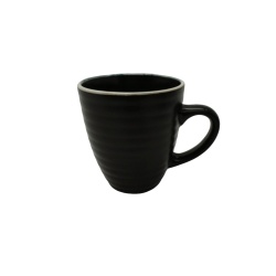 Mug 12oz. Stoneware Black w/White Rim