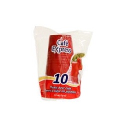 PLASTIC BEER CUPS 16oz RED/WHITE 10x48/CS CAFE EXPRESS