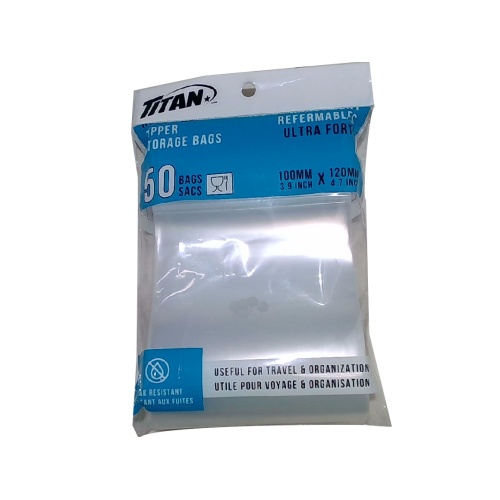 Storage bags heavy duty zipper 100x120mm 50 pack Titan